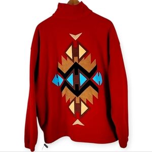 Unisex Patchwork Moxie Southwestern Fleece Jacket Baja Boho Aztec Sante Fe